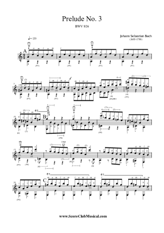 Bach  score for Acoustic Guitar