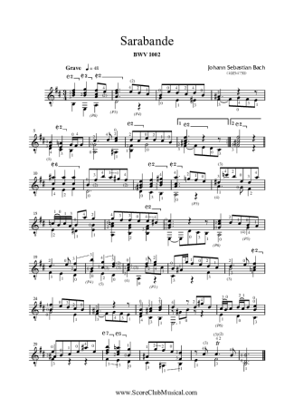 Bach  score for Acoustic Guitar