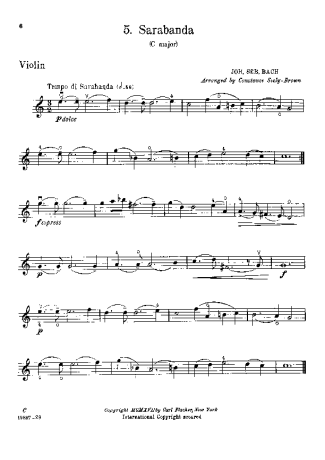 Bach  score for Violin