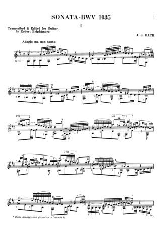 Bach Sonata BWV 1035 score for Acoustic Guitar