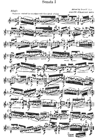 Bach Sonata No. 1 in E minor BWV1001 score for Violin