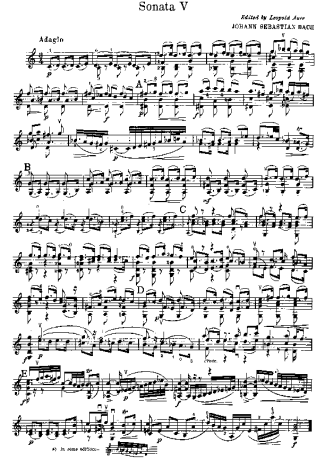 Bach Sonata No. 3 in C major BWV1005 score for Violin