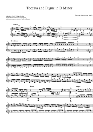 Bach  score for Piano