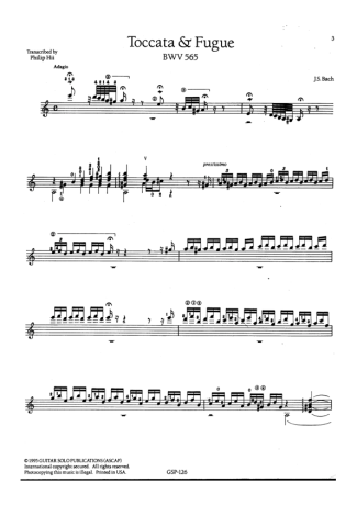 Bach  score for Acoustic Guitar