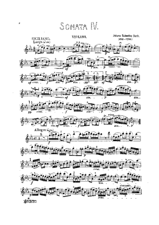 Bach Violin Sonata BWV1017 score for Violin
