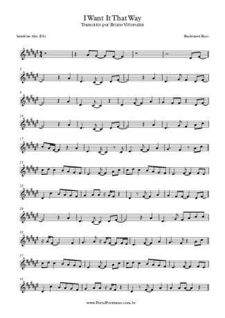 Backstreet Boys I Want It That Way score for Alto Saxophone