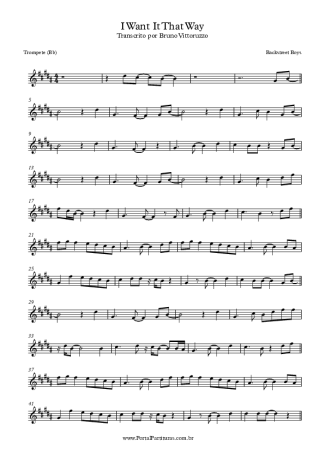 Backstreet Boys I Want It That Way score for Trumpet