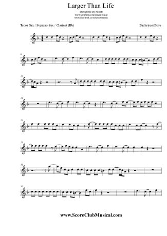 Backstreet Boys  score for Clarinet (Bb)