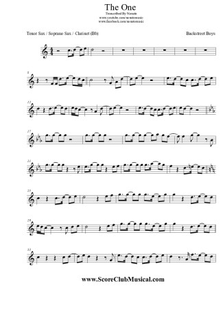 Backstreet Boys The One score for Clarinet (Bb)