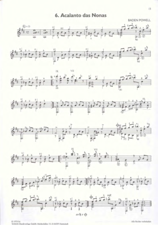 Baden Powell Acalanto Das Nonas score for Acoustic Guitar