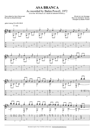 Baden Powell Asa Branca score for Acoustic Guitar