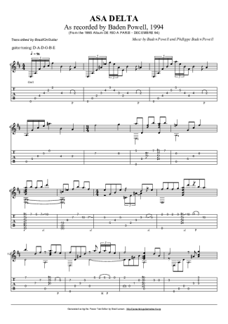 Baden Powell Asa Delta score for Acoustic Guitar