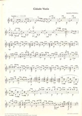 Baden Powell Cidade Vazia score for Acoustic Guitar