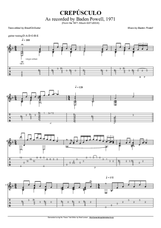 Baden Powell Crepúsculo score for Acoustic Guitar