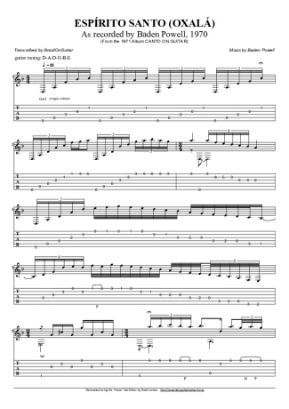 Baden Powell Espírito Santo score for Acoustic Guitar