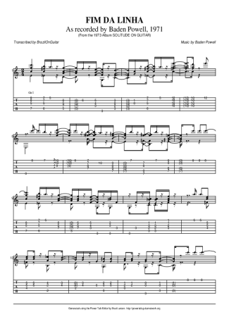 Baden Powell Fim Da Linha score for Acoustic Guitar