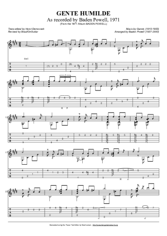 Baden Powell Gente Humilde score for Acoustic Guitar
