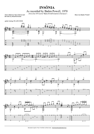 Baden Powell Insônia score for Acoustic Guitar