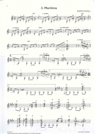 Baden Powell Marítima score for Acoustic Guitar