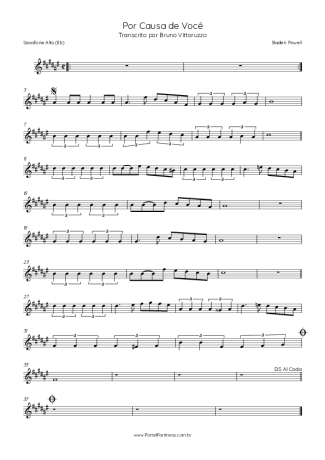 Baden Powell Por Causa De Você score for Alto Saxophone