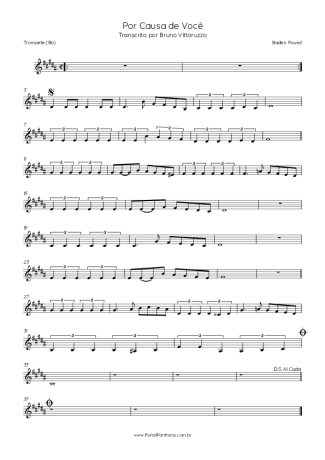 Baden Powell Por Causa De Você score for Trumpet