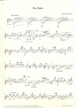 Baden Powell Pra Valer score for Acoustic Guitar