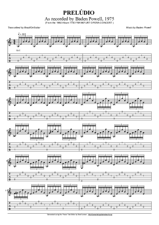 Baden Powell Prelúdio score for Acoustic Guitar