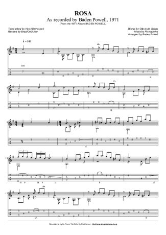 Baden Powell Rosa score for Acoustic Guitar