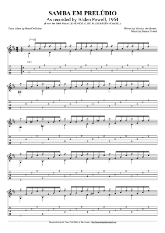 Baden Powell Samba Em Prelúdio score for Acoustic Guitar
