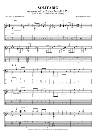Baden Powell Solitário score for Acoustic Guitar
