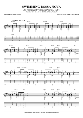 Baden Powell Swimming Bossa Nova score for Acoustic Guitar