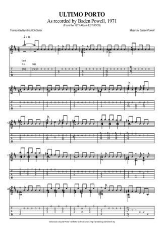 Baden Powell Último Porto score for Acoustic Guitar