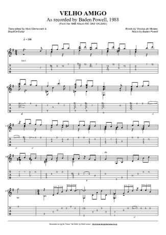Baden Powell Velho Amigo score for Acoustic Guitar