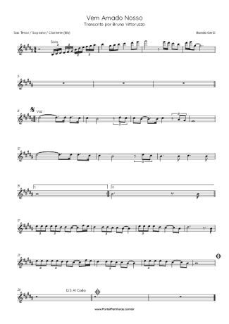 Banda Gerd Vem Amado Nosso score for Tenor Saxophone Soprano (Bb)
