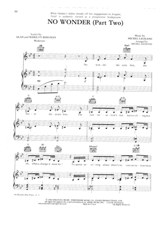 Barbra Streisand No Wonder (Part Two) score for Piano