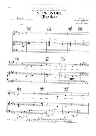 Barbra Streisand No Wonder (Reprise) score for Piano