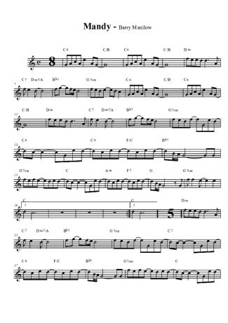 Barry Manilow Mandy score for Tenor Saxophone Soprano (Bb)