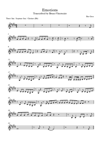 Bee Gees Emotions score for Tenor Saxophone Soprano (Bb)