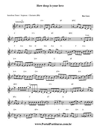 Bee Gees  score for Tenor Saxophone Soprano (Bb)