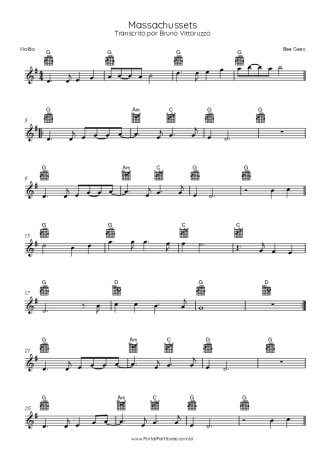 Bee Gees Massachusets score for Acoustic Guitar