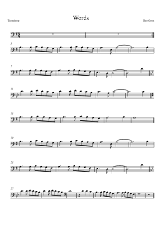 Bee Gees Words score for Trombone