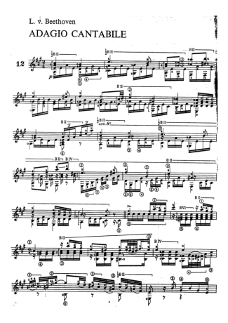Beethoven Adagio Cantabile score for Acoustic Guitar