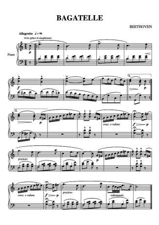 Beethoven Bagatelle score for Piano