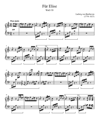 Beethoven Fur Elise score for Piano