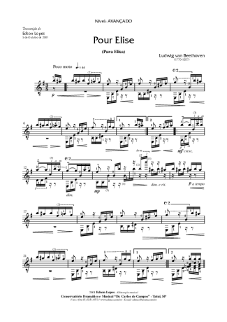 Beethoven  score for Acoustic Guitar