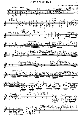 Beethoven Romance in G score for Violin