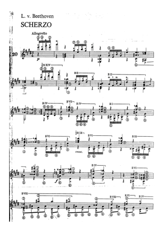 Beethoven Scherzo score for Acoustic Guitar