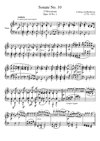 Beethoven Sonata No 10 2nd Movement score for Piano