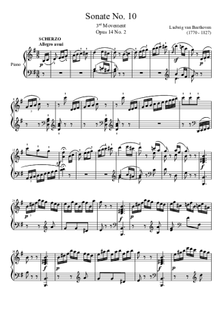 Beethoven Sonata No 10 3rd Movement score for Piano