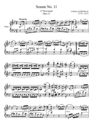 Beethoven Sonata No 11 3rd Movement score for Piano